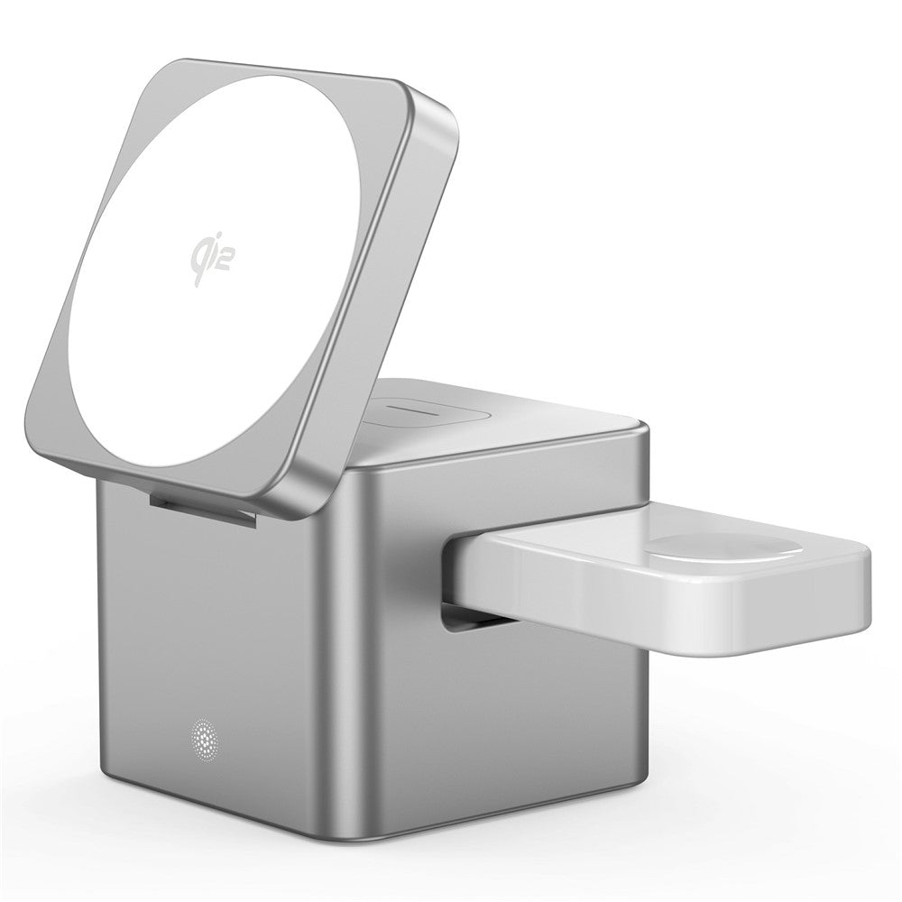 Qi2 3-in-1 Wireless Charging Station Magnetic Aluminum Alloy Charger - Silver