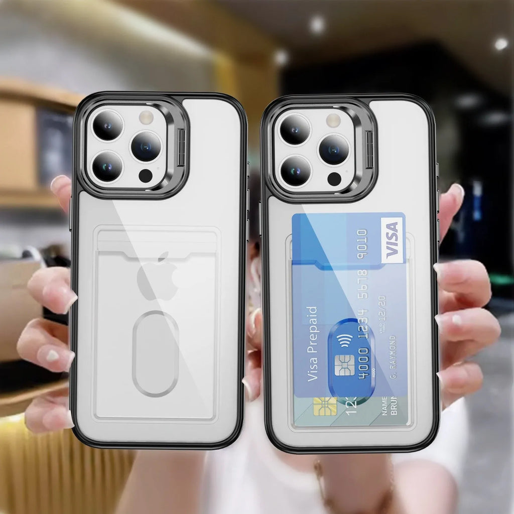 Bumper Clear iPhone Case with Card Holder and Lens Cover