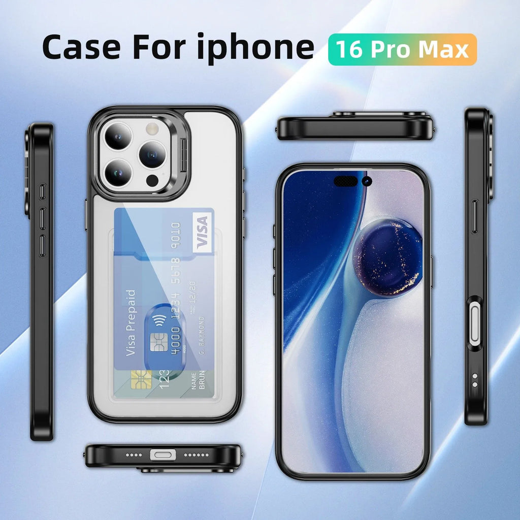 Bumper Clear iPhone Case with Card Holder and Lens Cover