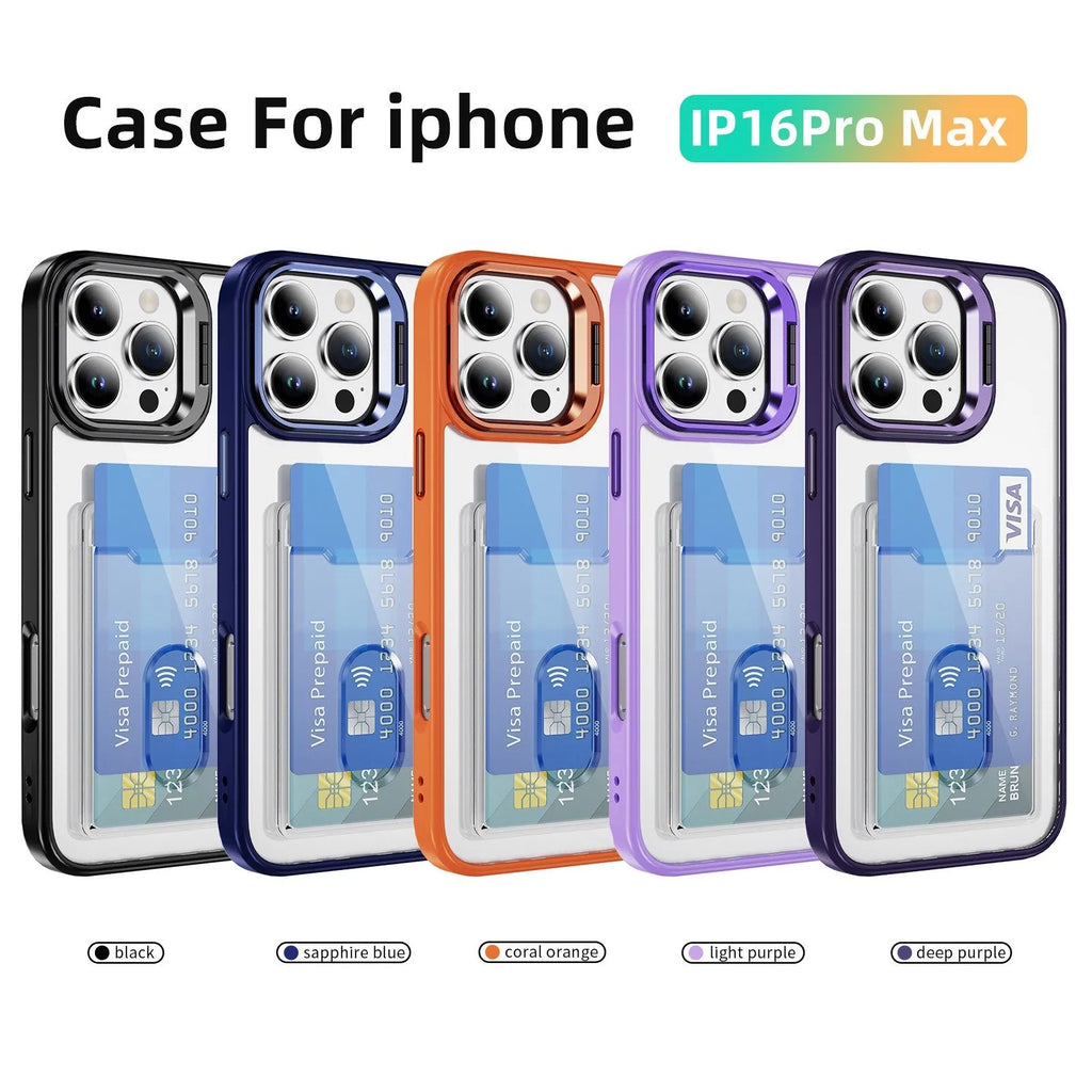 Bumper Clear iPhone Case with Card Holder and Lens Cover