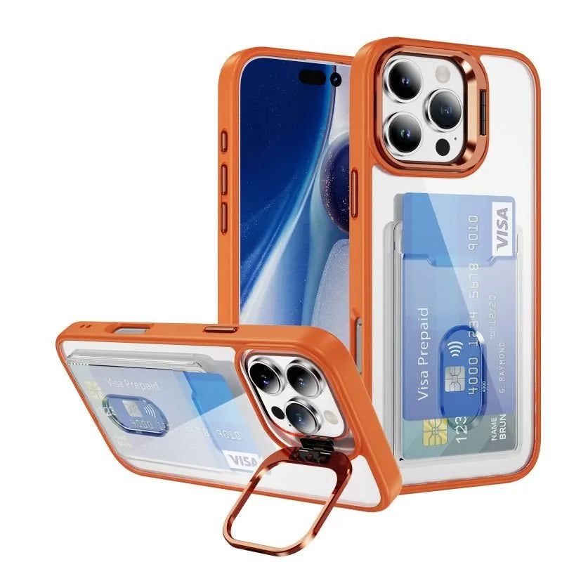 Bumper Clear iPhone Case with Card Holder and Lens Cover