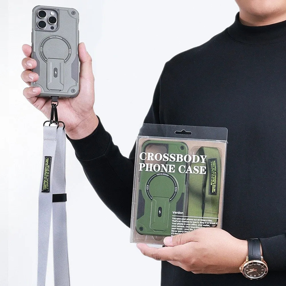 Heavy-duty iPhone Covers with Crossobdy Strap and Kickstand